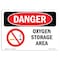 Signmission Safety Sign, OSHA Danger, 7" Height, Oxygen Storage Area, Landscape OS-DS-D-710-L-1852 - alternate 1